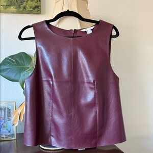 H&M Burgundy Faux Leather Top
